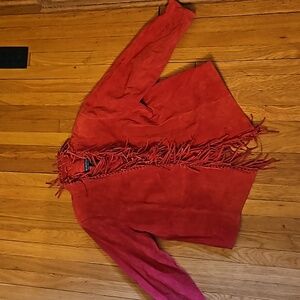 Vintage Red Leather Jacket Women's Size 2X Five Hook Closure Dialogue VTG